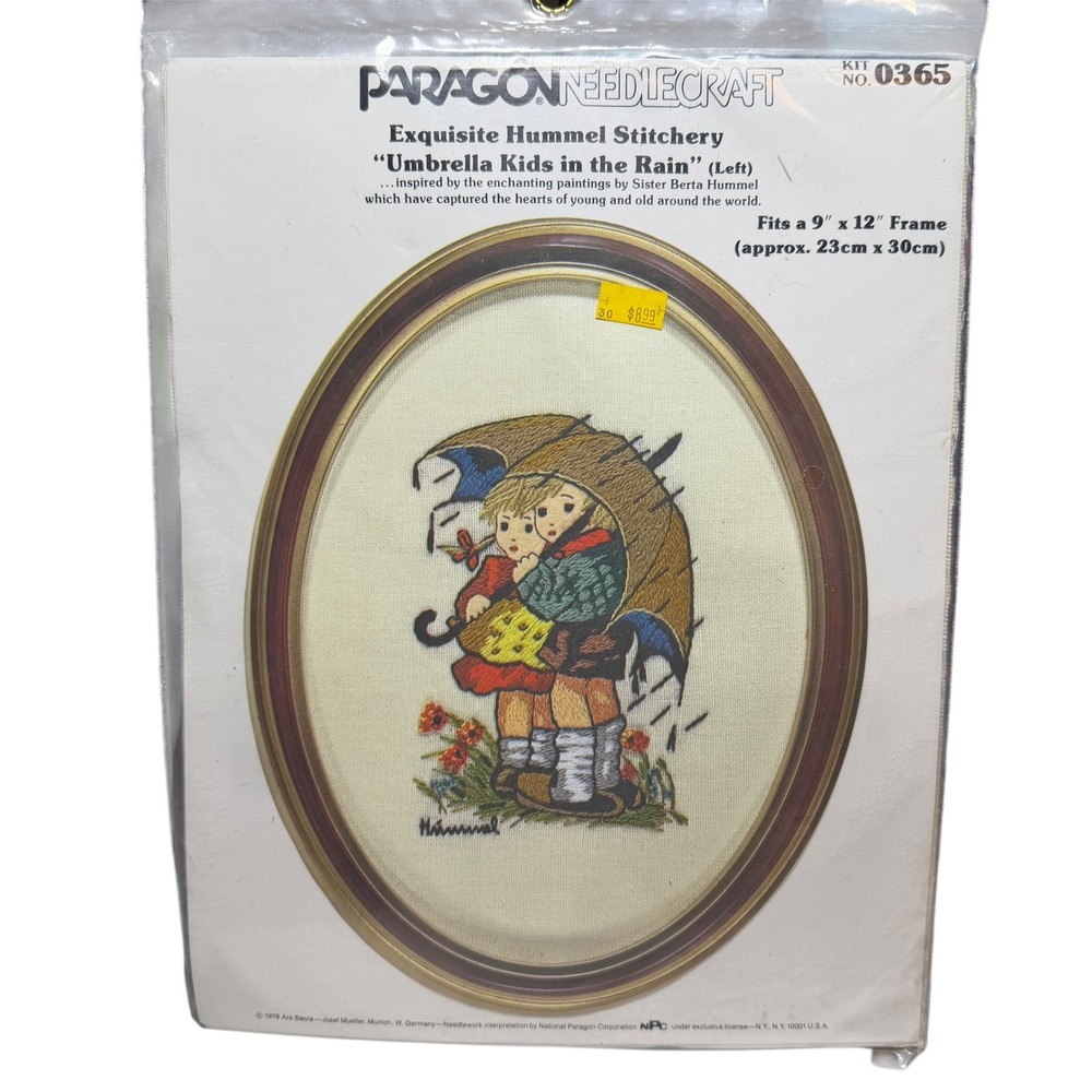 Paragon Needlecraft Hummel Stitchery Umbrella Kids in the‎ Rain Crewel Kit 0365